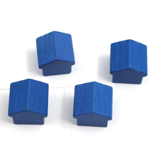 houten hotel - ca. 12x13x12 mm - blauw