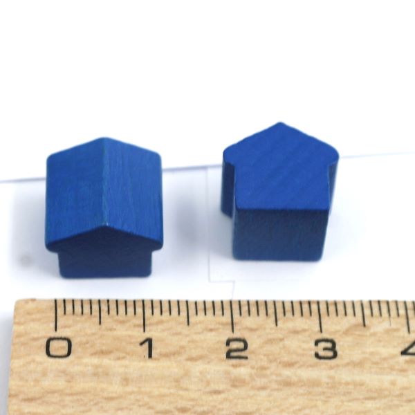 houten hotel - ca. 12x13x12 mm - blauw