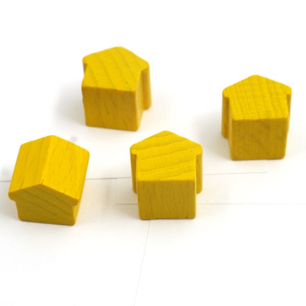 houten hotel - ca. 12x13x12 mm - geel