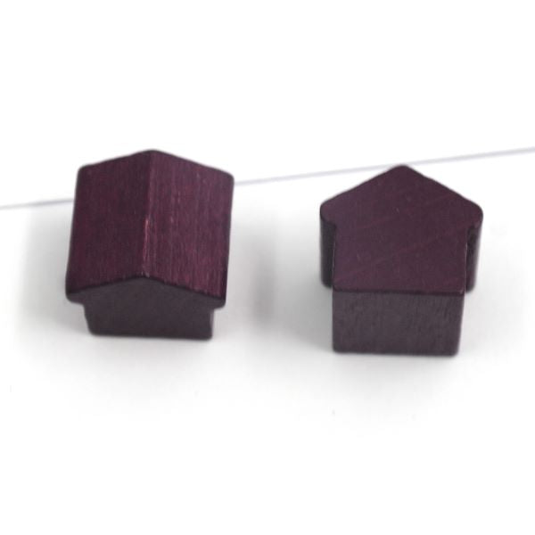 houten hotel - ca. 12x13x12 mm - paars