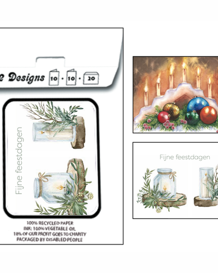 Kerstkaarten tasje 20x kaars 2x (F13122 + F13123)