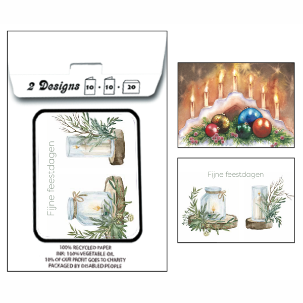Kerstkaarten tasje 20x kaars 2x (F13122 + F13123)