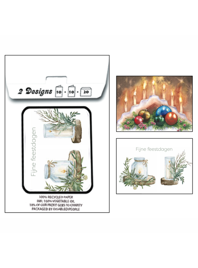 Kerstkaarten tasje 20x kaars 2x (F13122 + F13123)