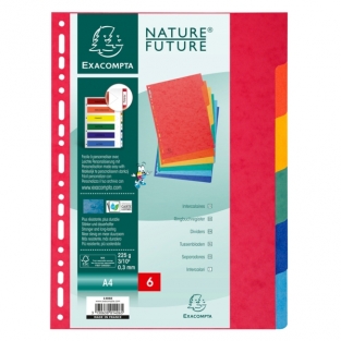 divider sheets A4+ in reinforced coloured 225g, glossy cardboard - 6 pieces