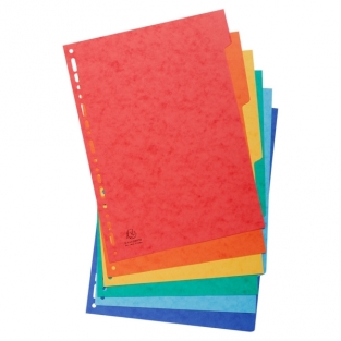 divider sheets A4+ in reinforced coloured 225g, glossy cardboard - 6 pieces